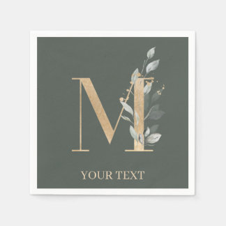 M Monogram Floral Aangepast Napkins Servet