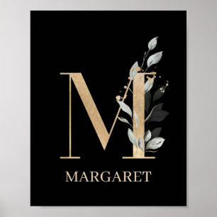 M Monogram Floral Aangepast Poster