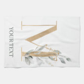 M Monogram Floral Aangepast Theedoek (Horizontaal)