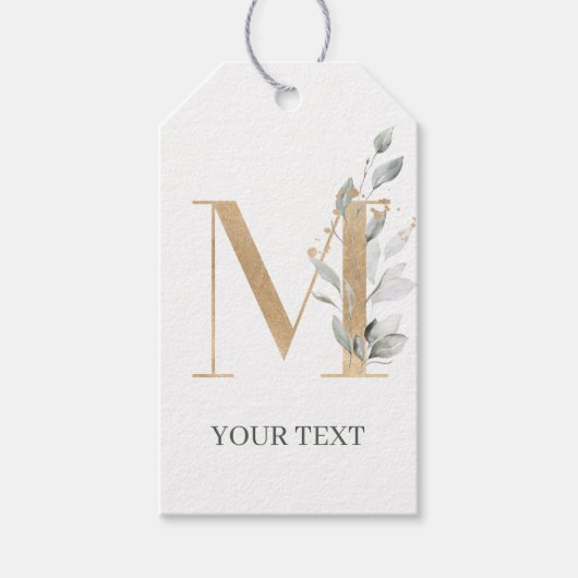 M Monogram Floral Aangepaste Gift Labels Cadeaulabel (Voorkant)