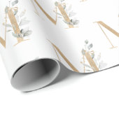 M Monogram Floral Cadeaupapier (Rol Hoek)