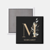 M Monogram Floral Personalized Magnet Magneet (Voorkant / Achterkant)