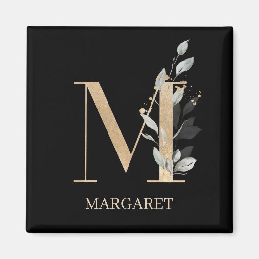 M Monogram Floral Personalized Magnet Magneet (Voorkant)