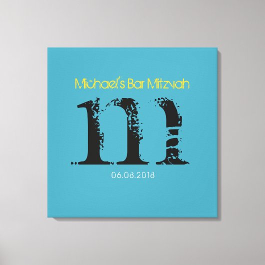 M Monogram Initiaal Bar Bat Mitzvah Sign-In Board Canvas Afdruk (Voorkant)