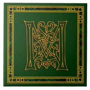 M Monogram "Irish Gold on Green"-keramische tegels Tegeltje