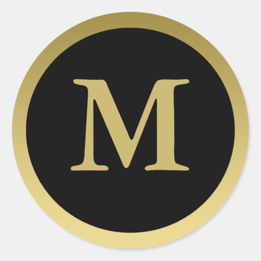 M: Monogram M Elegante Gouden en Zwarte Stickers (Voorkant)