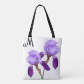  M monogram  paarse iris bloemig Draagtas (Achterkant)