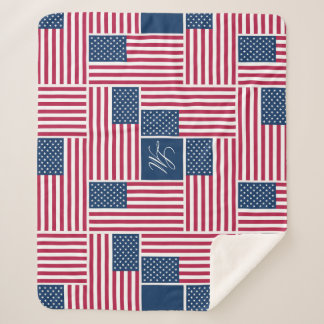 M Monogram Patriottische Amerikaanse Vlag American Sherpa Deken