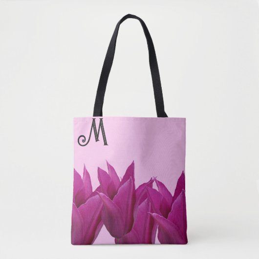  M monogram  roze floral stijlvol Draagtas (Voorkant)