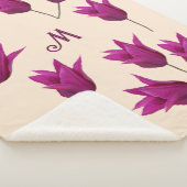  M monogram  roze tulpen bloemig Sherpa Deken (3/4)