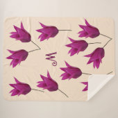  M monogram  roze tulpen bloemig Sherpa Deken (Voorkant (horizontaal))