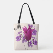 M monogram roze tulpenbloem paarse girly draagtas (Achterkant)