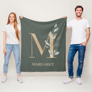 M Monogramme Floral Couverture en polaire personna