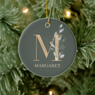 M Monogramme Floral Ornement céramique personnali