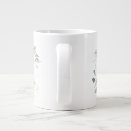 M Monogramme initial Mug vert avec nom (Dos)