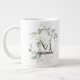 M Monogramme initial Mug vert avec nom