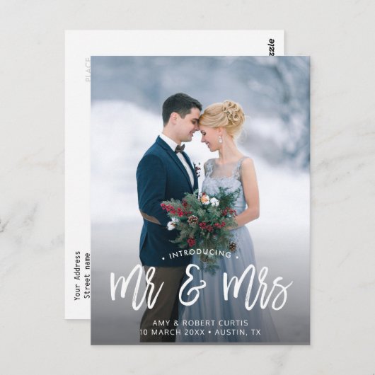 M. & MRS. | Carte postale Faire-part mariage (Devant / Derrière)