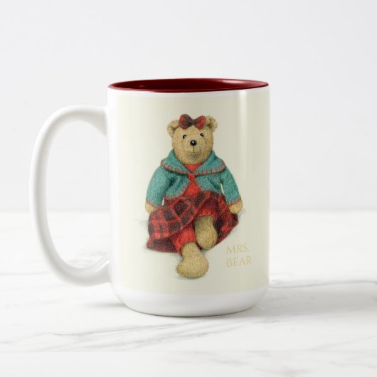 M. & MRS. Maroon haute d'ours à deux tons Mug (Gauche)