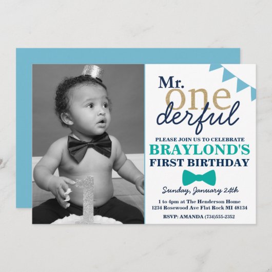 M. Onderful Birthday Invitation (Devant / Derrière)