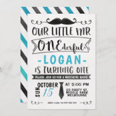 M. ONE-derful Birthday Invitation de noir bleu (Devant / Derrière)