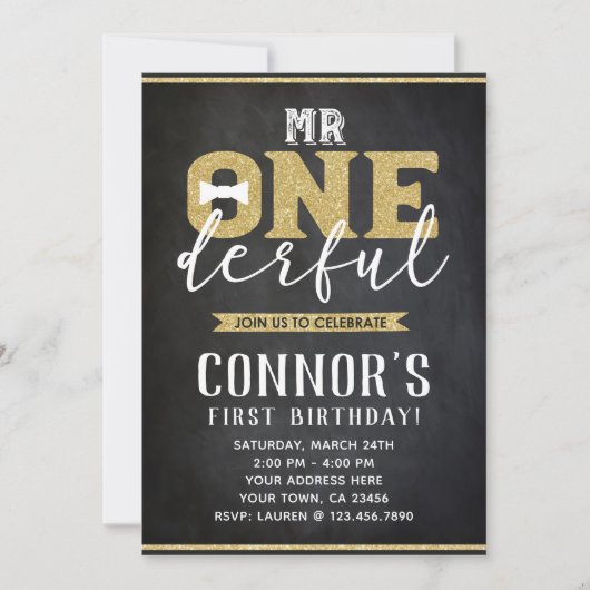 M. Onederful 1er anniversaire Invitation (Devant)