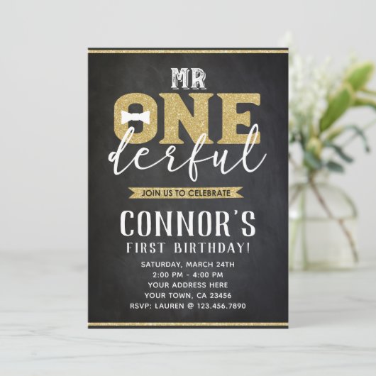 M. Onederful 1er anniversaire Invitation (Debout devant)