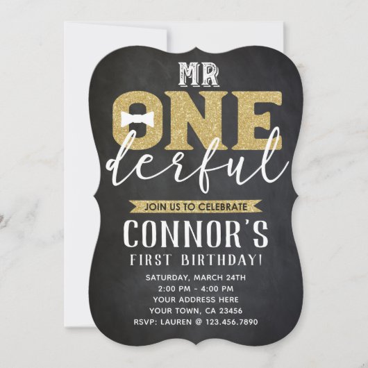 M. Onederful 1er anniversaire Invitation Tableau d (Devant)