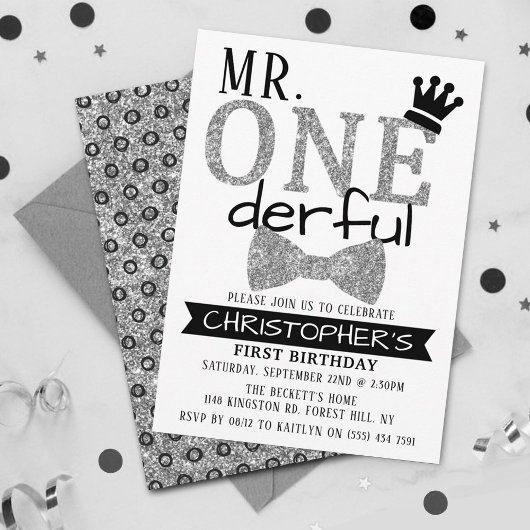 M. ONEderful 1st Birthday Invitations