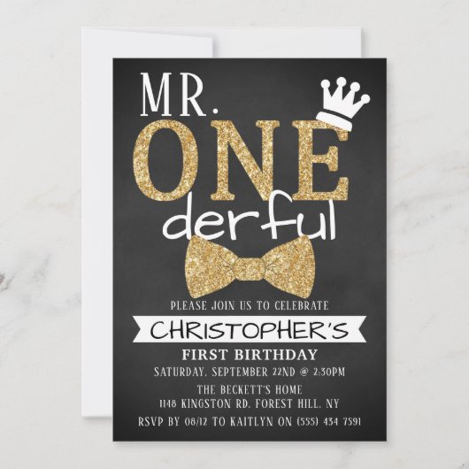 M. ONEderful 1st Birthday Invitations (Devant)