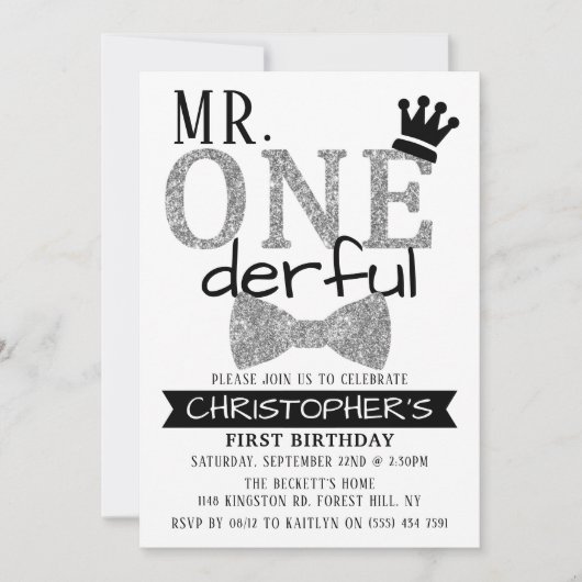 M. ONEderful 1st Birthday Invitations (Devant)
