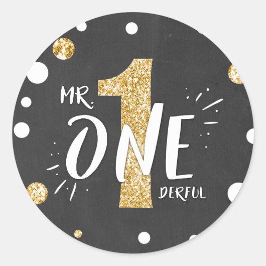 M. Onederful Anniversaire Sticker Garçon Black Gol (Devant)