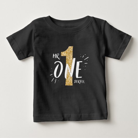 M. Onederful Anniversaire T-shirt Garçon Black Gol (Devant)