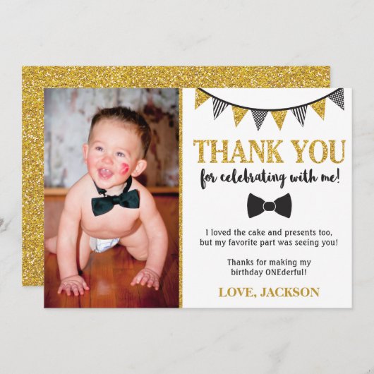 M. ONEderful Birthday Carte de remerciements avec (Devant / Derrière)