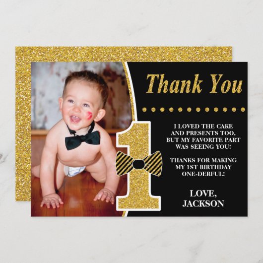 M. ONEderful Birthday Carte de remerciements avec  (Devant / Derrière)