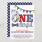 M. ONEderful Birthday Invitation (Devant / Derrière)