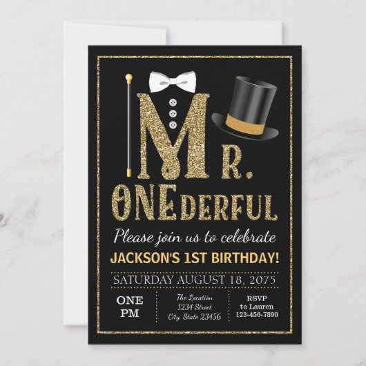 M. ONEderful Birthday Invitation (Devant)