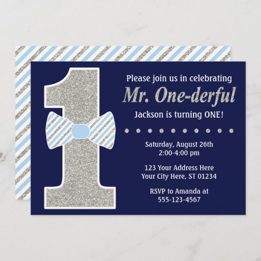 M. ONEderful Birthday Invitation (Devant / Derrière)