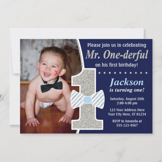 M. ONEderful Birthday Invitation (Devant)