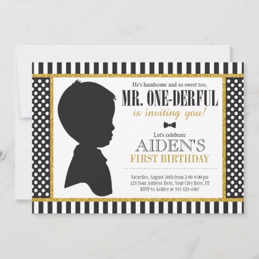 M. ONEderful Birthday Invitation (Devant)