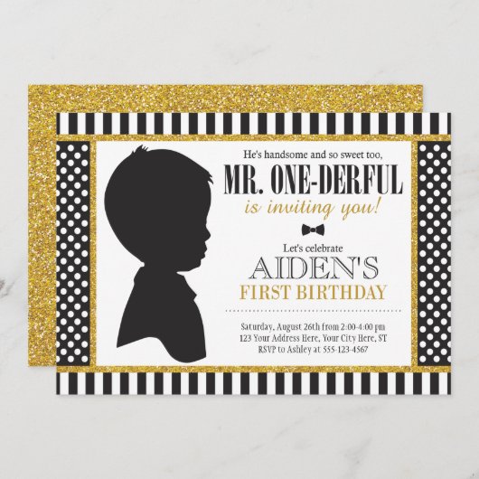 M. ONEderful Birthday Invitation (Devant / Derrière)