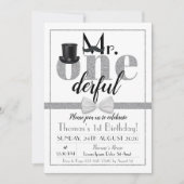 M. Onederful Birthday Invitation Black & White (Devant)