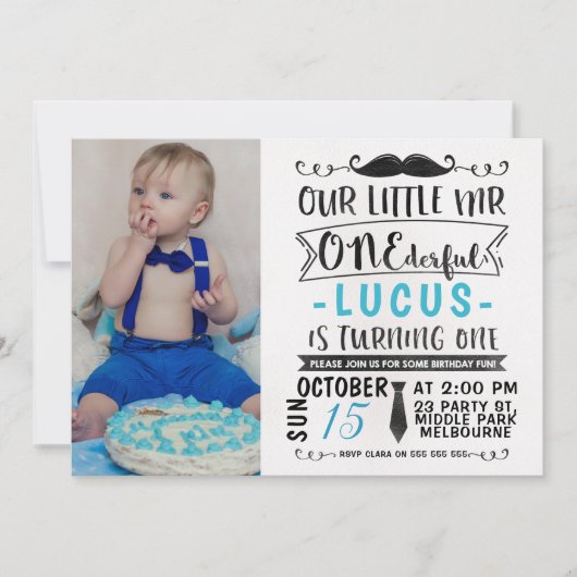 M. ONEderful Birthday Invitation d'aquarelle (Devant)