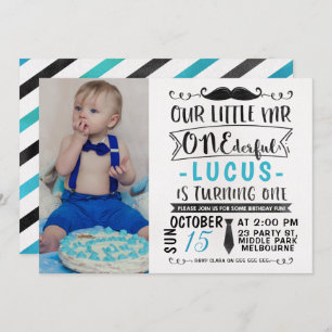 M. ONEderful Birthday Invitation d'aquarelle