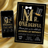M. ONEderful Birthday Party Invitation