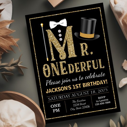 M. ONEderful Birthday Party Invitation