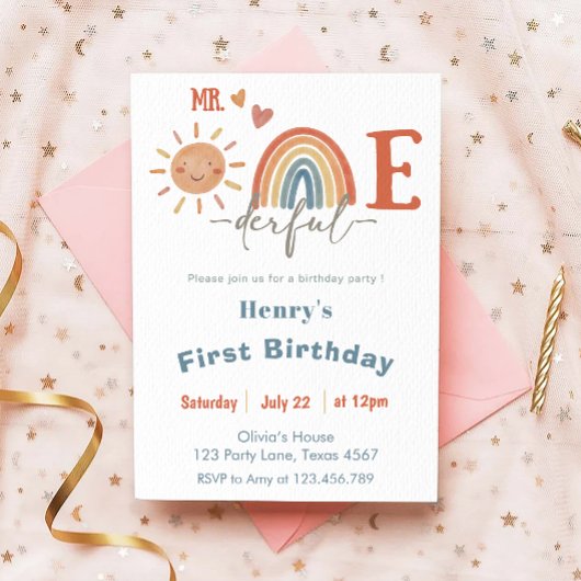 M. ONEderful Boy 1er Anniversaire Invitation