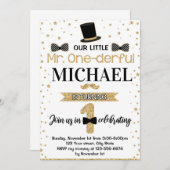M. Onederful First Birthday Party Invitation 20-12 (Devant / Derrière)