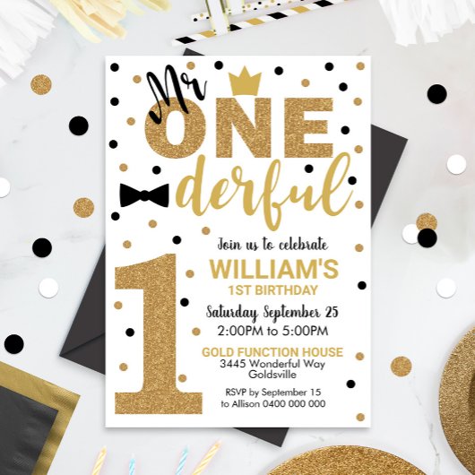 M. Onederful Invitation 1er anniversaire garçon