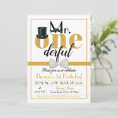 M. Onederful Invitation Anniversaire Blanc & Or (Debout devant)