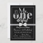 M. Onederful Invitation Anniversaire Noir & Blanc (Devant)